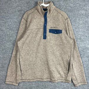 Eddie Bauer Snap T Pullover Fleece Jacket Mens Size L Brown Heather‎